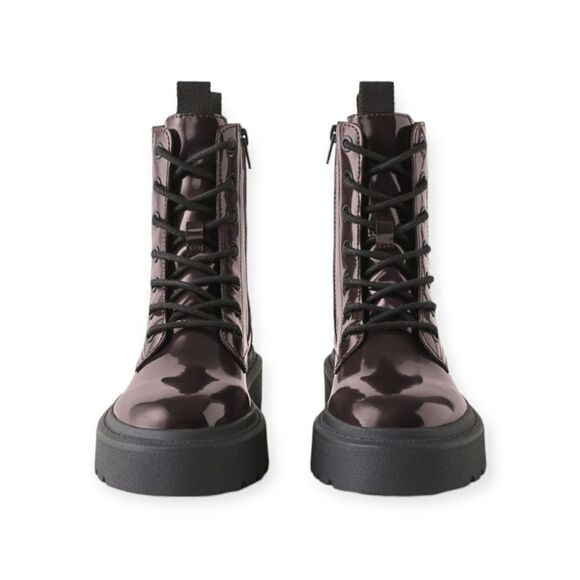 ZARA Kids | Maroon | FAUX PATENT LEATHER ANKLE BOOTS - Picture 5 of 8